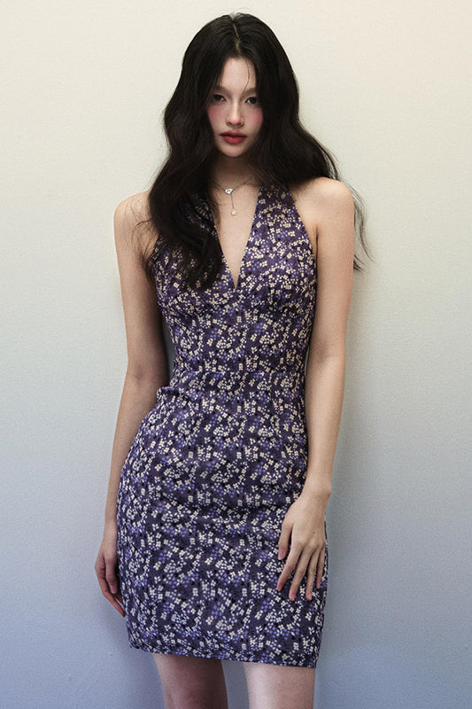 Summer Purple Floral Dress