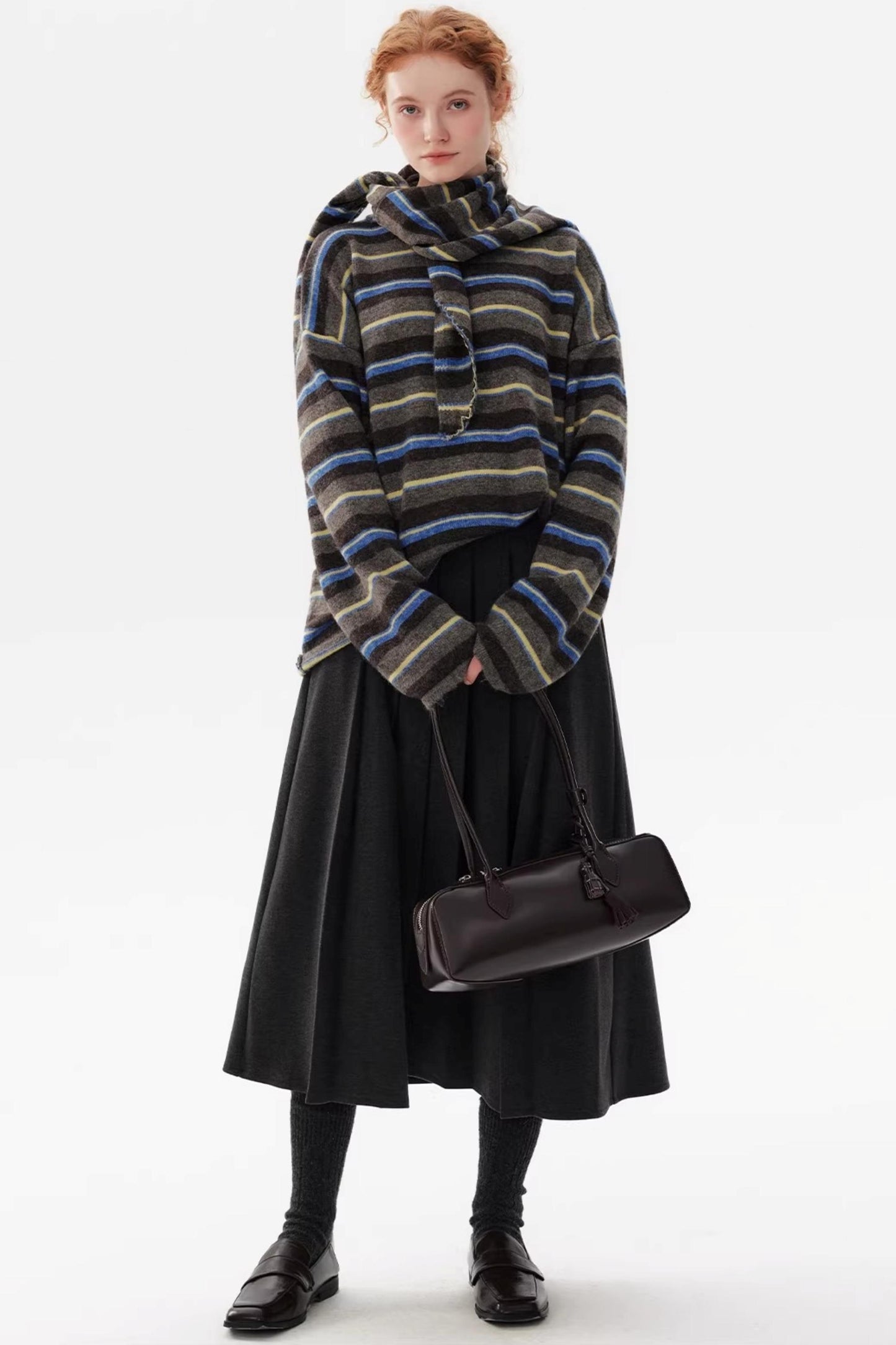 A-Line Woolen Pleated Skirt