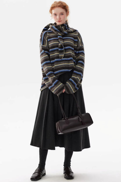 A-Line Woolen Pleated Skirt