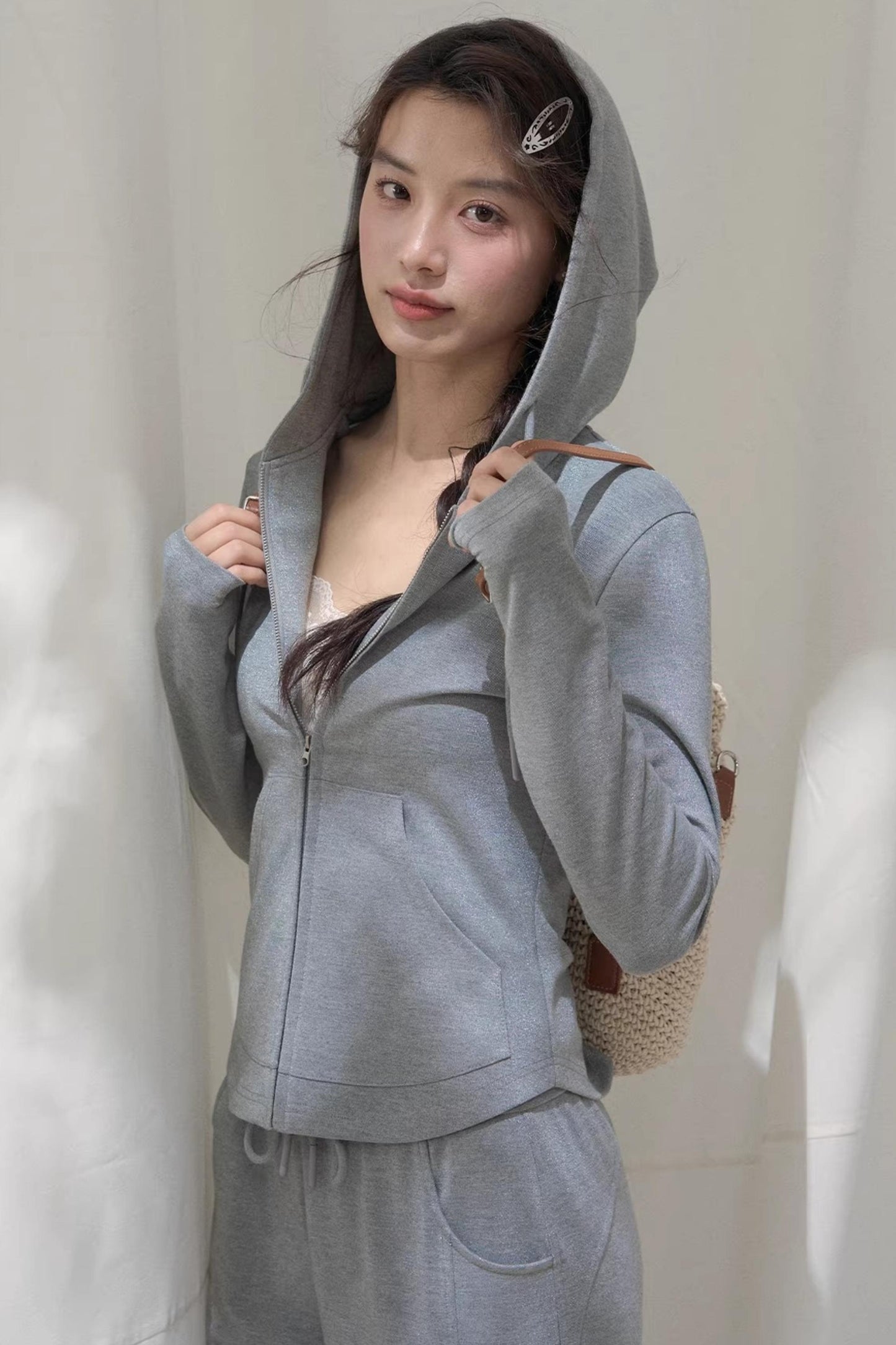 Hooded Zipper Sweatshirt Set-Up