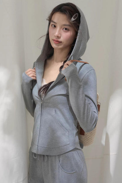 Hooded Zipper Sweatshirt Set-Up