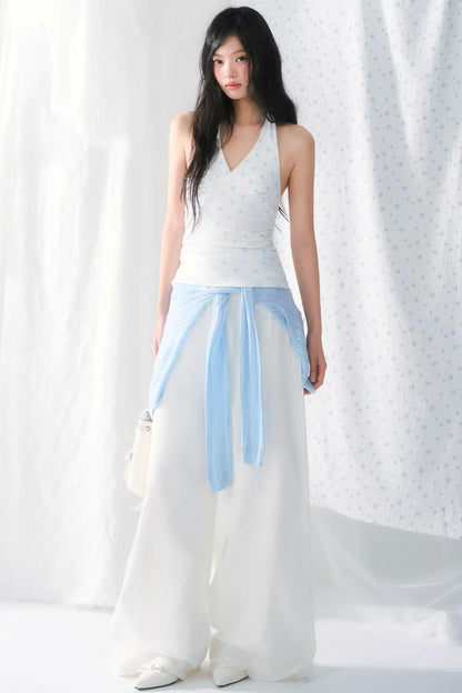 Retro Polka Dot Halterneck Top