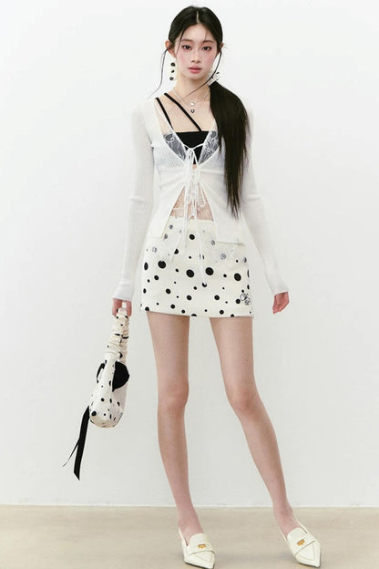 Lace Splicing Woolen Cardigan Top