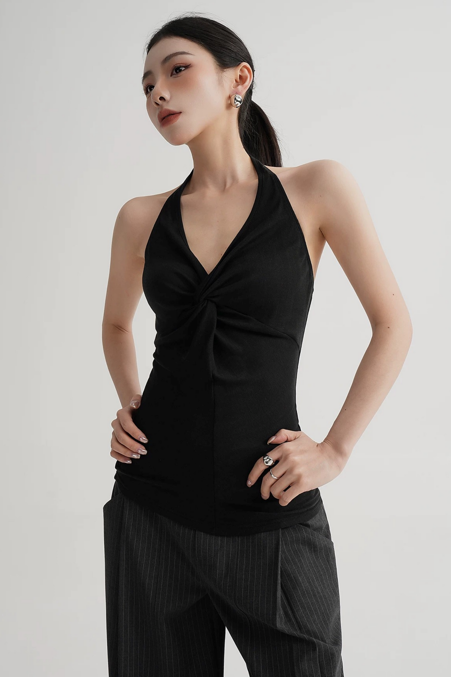 Pleated Halter Neck Top