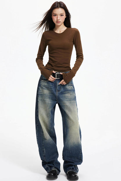 Slim Round Neck Long Sleeve Knitwear