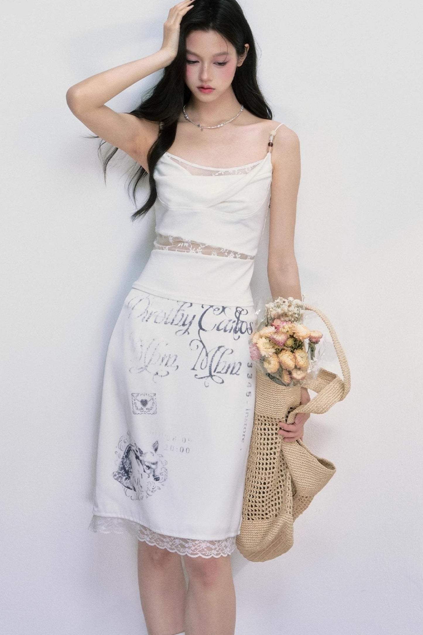 Satin Lace Fawn Skirt