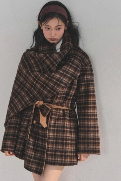 Winter Plaid Wool Coat