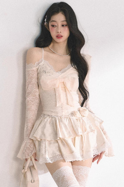 Floral Lace Bustier Skirt