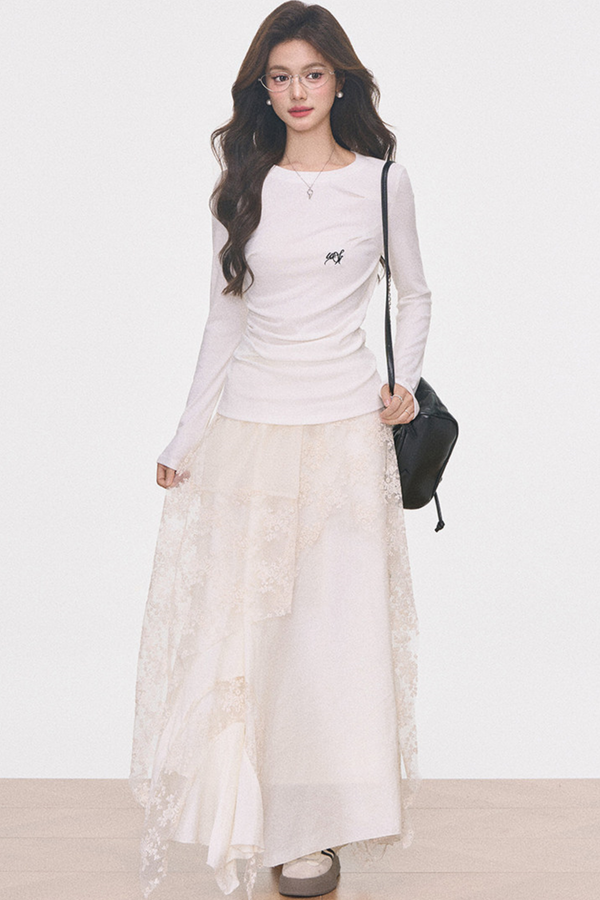 Silver Button Flutter Sweater Top Set-Up