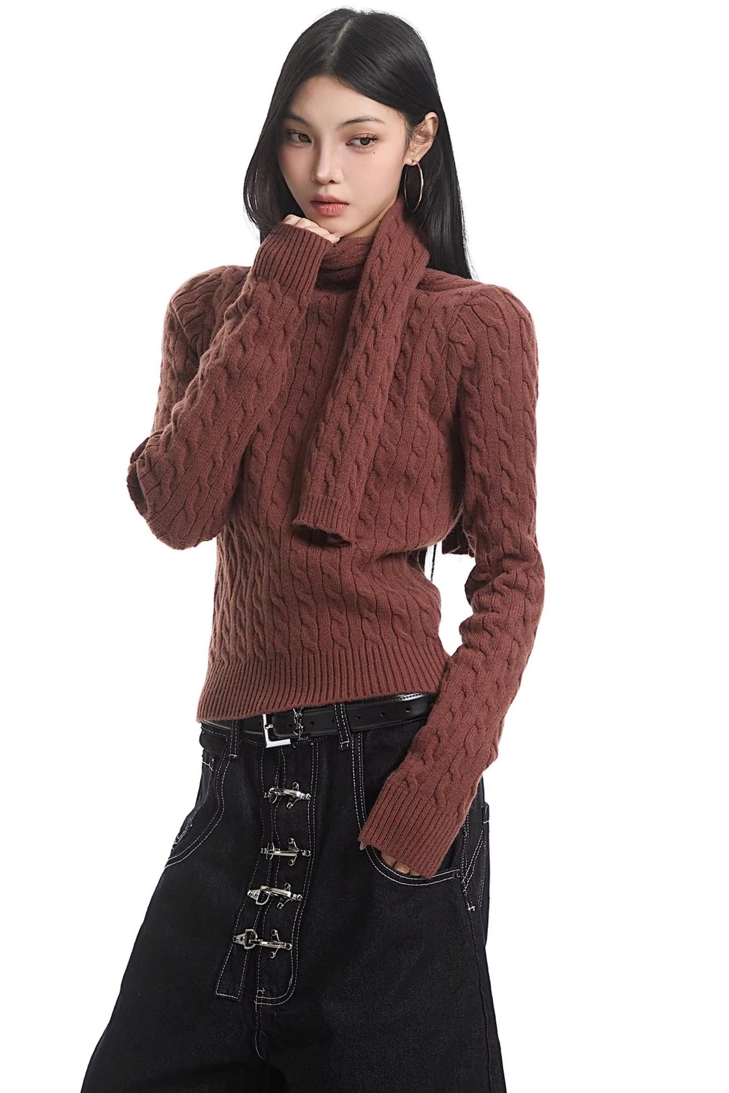 레트로 하이넥 니트 스웨터