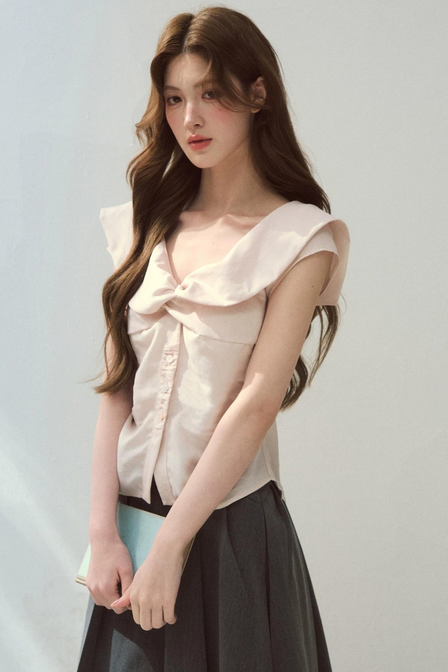 Mist Pink Lyocell Vintage Blouse