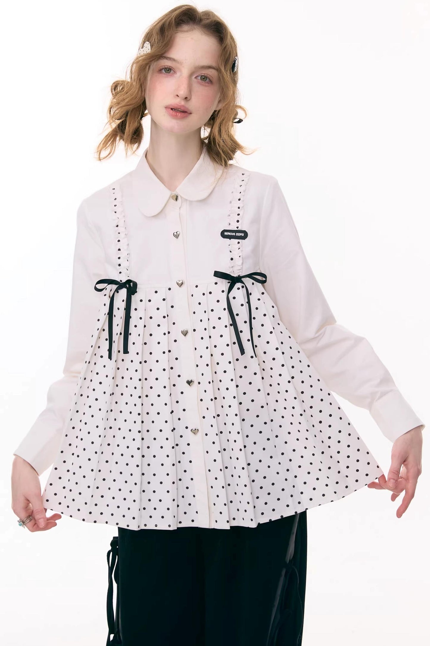 Bow Doll Collar Long Sleeve Shirt