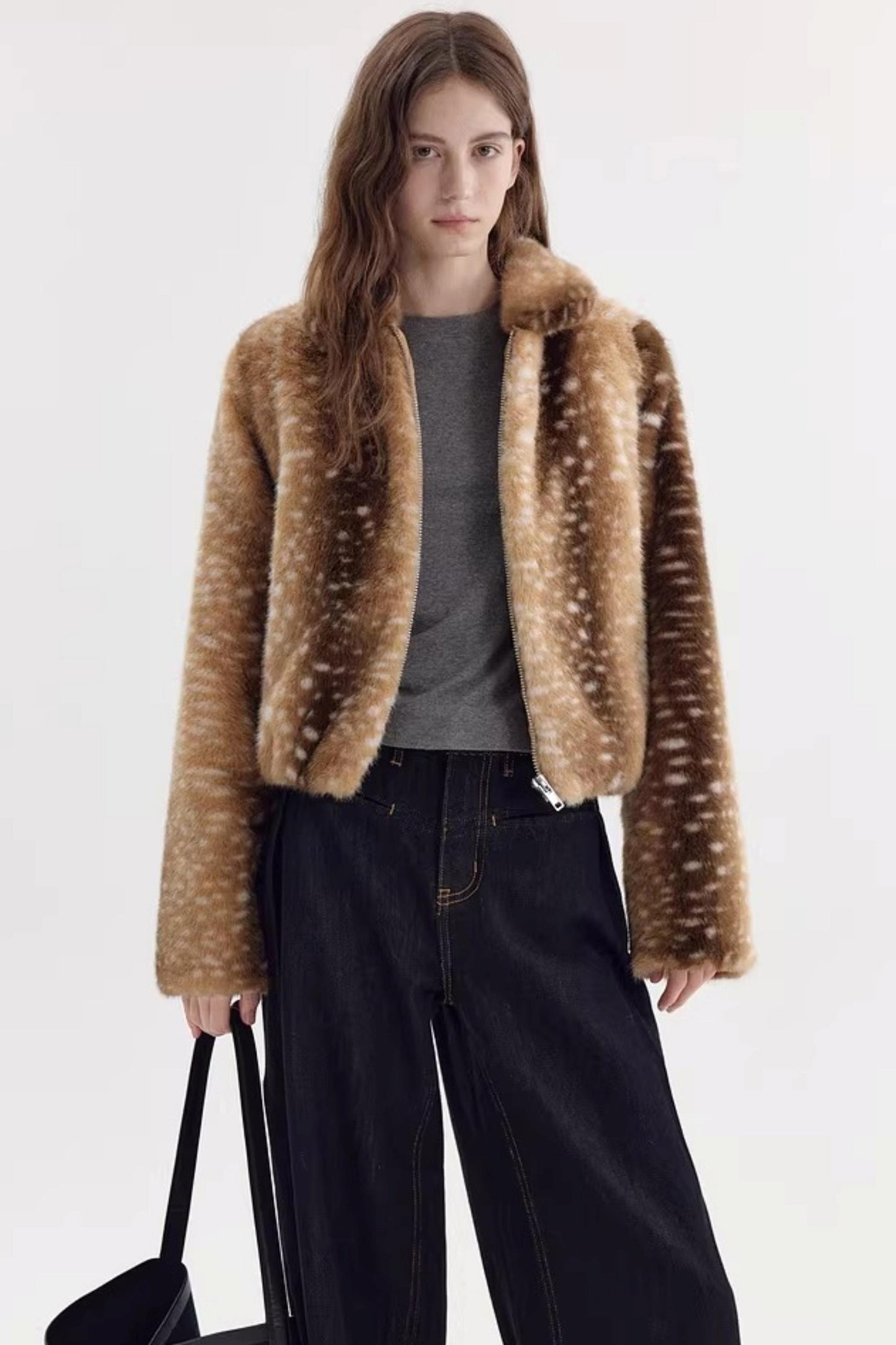 Caramel Brown Deer Pattern Coat