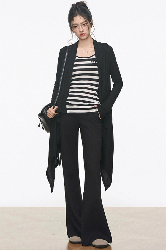 Irregular Knitted Mid-Length Cardigan Set-Up