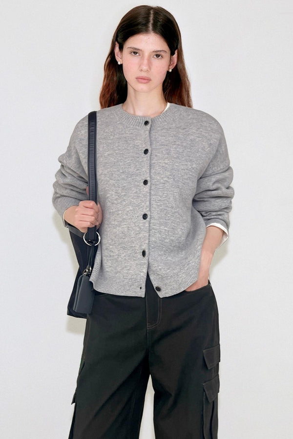 Classic College Style Wool Cardigan