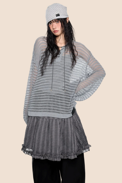 Blusa a righe con colletto e cut-out