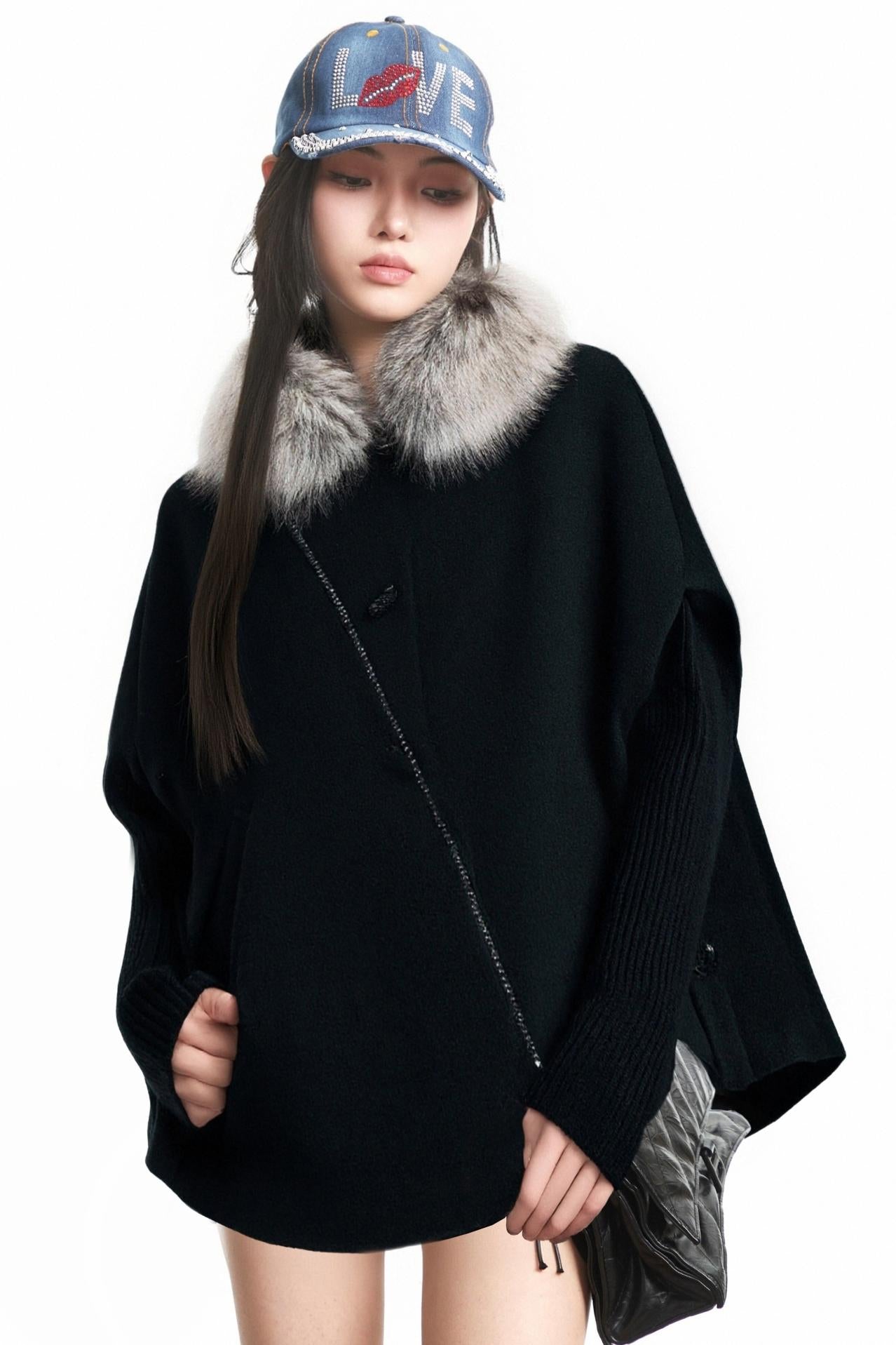 Black Reversible Vintage Warm Short Coat