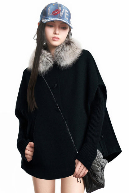 Black Reversible Vintage Warm Short Coat