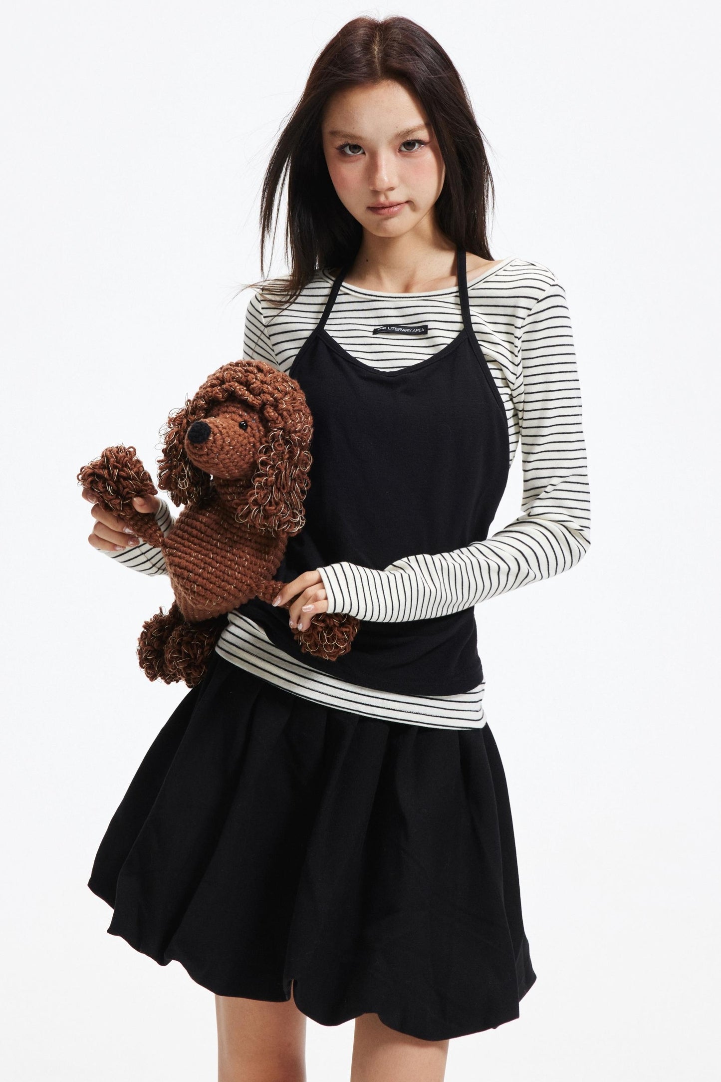 Patchwork Faux Layered Knit Top