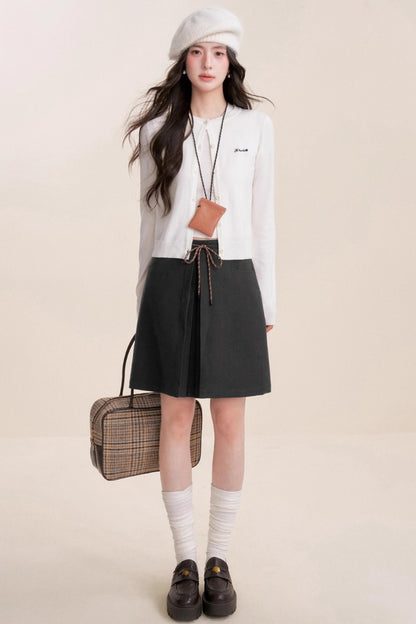 Tweed Lace-Up Skirt