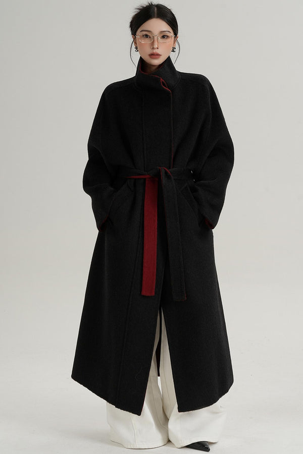 Casual Double-Sided High Neck Wool Coat