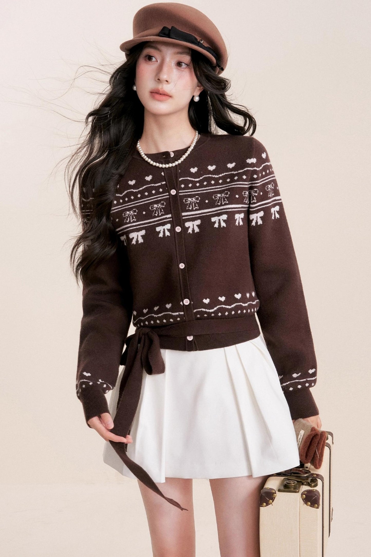 Pure Hand-Painted Jacquard Crew Neck Sweater