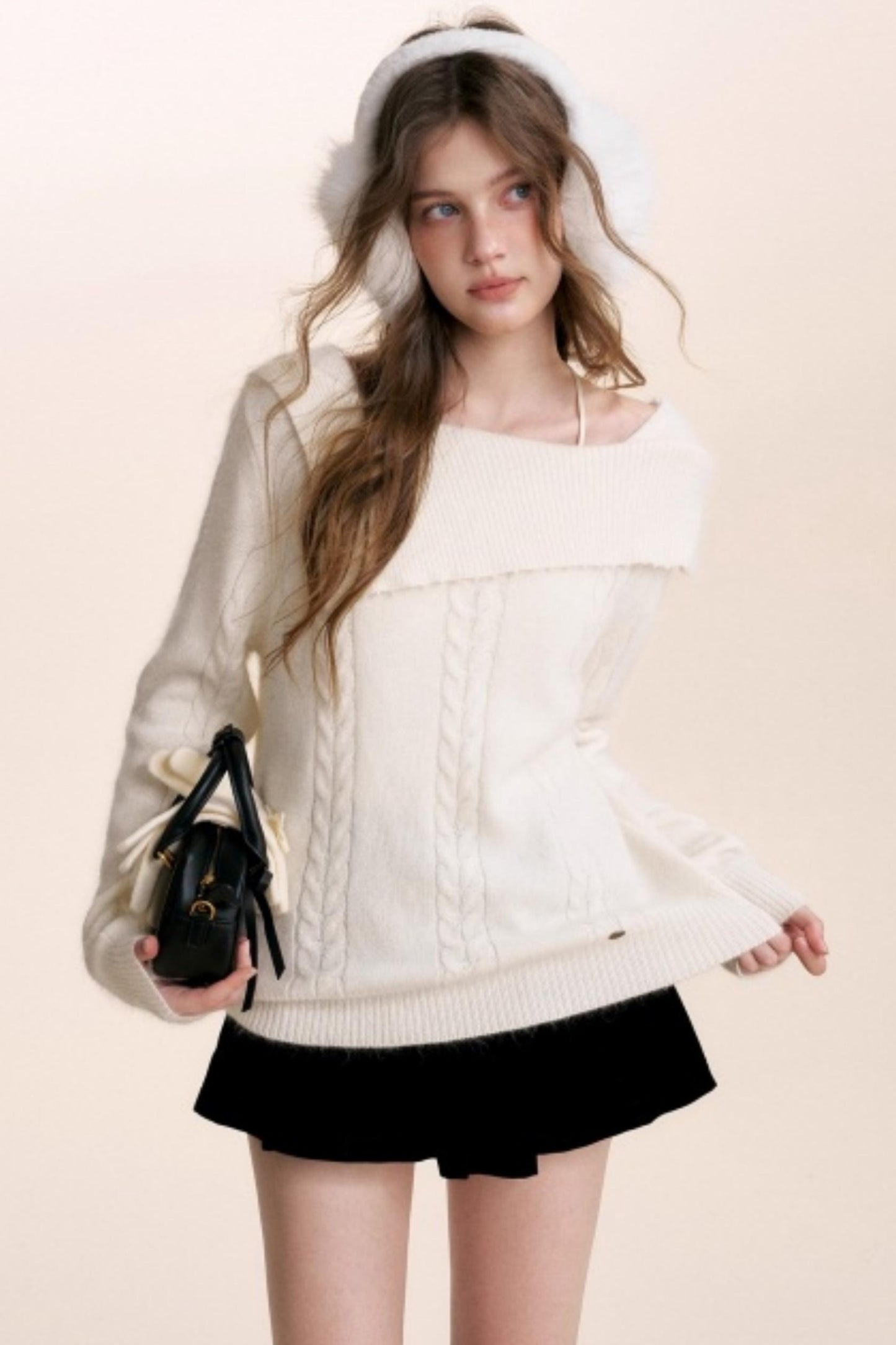 Velvet Pearl One-Shoulder Sweater