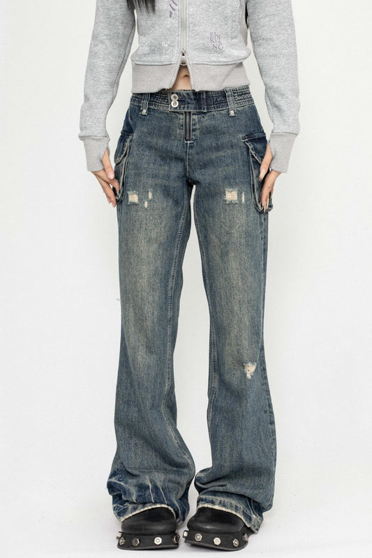 Retro Low-Rise Flared Jeans