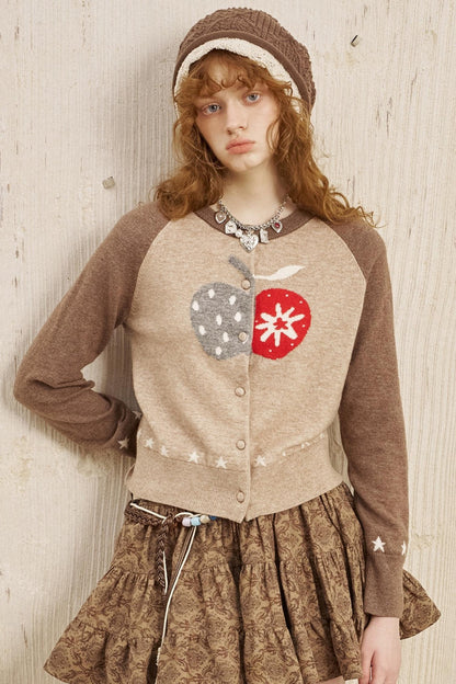 Apple Wool Blend Slim Fit Knitted Cardigan