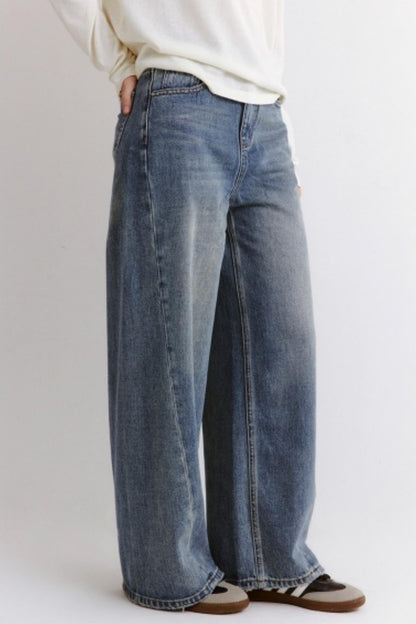 Retro Modern Blue Straight Jeans