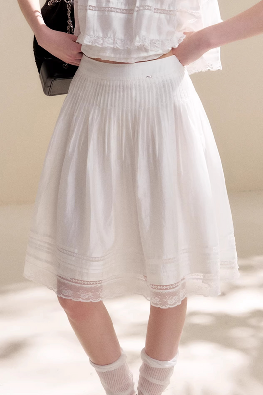 Acetate Lace Pleated Skirt