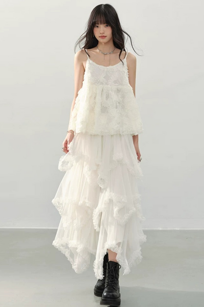 White Flower Lace Top