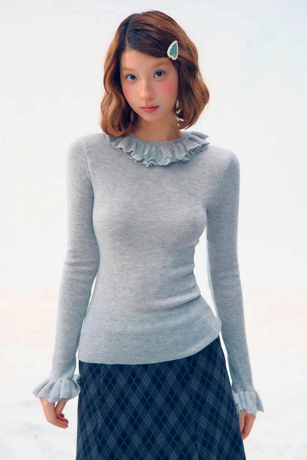 Three-Dimensional Lace Knit Slim Top