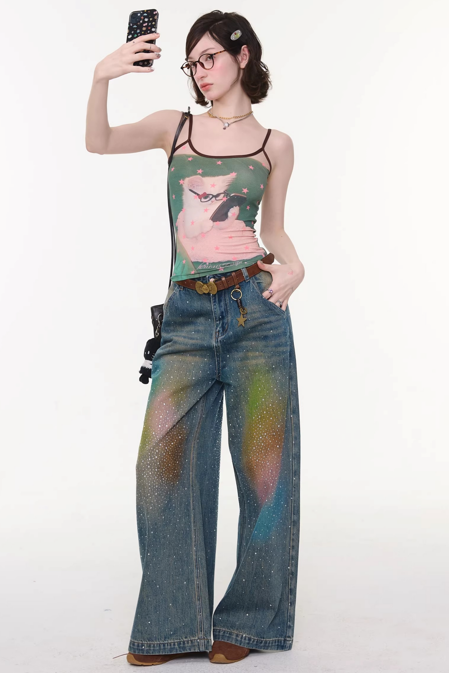 Gradient Rainbow Denim Pants