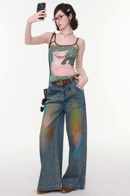 Gradient Rainbow Denim Pants