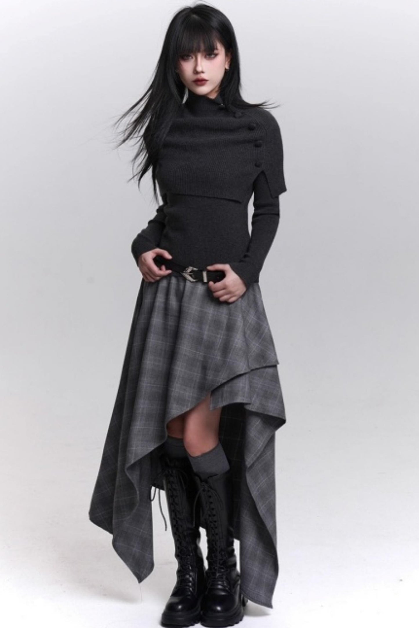 Stunning Gray Plaid Skirt