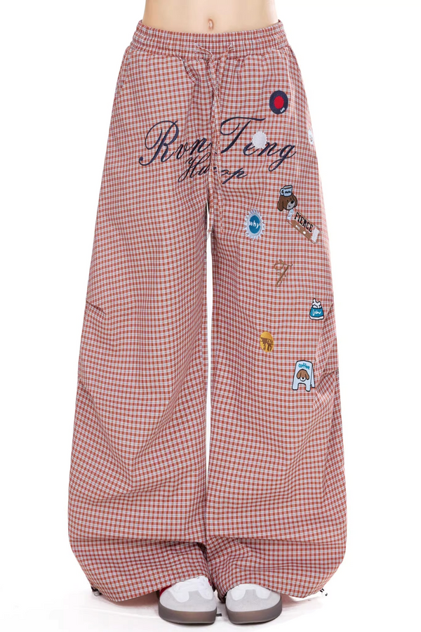 Plaid Retro Wide-Leg Pants