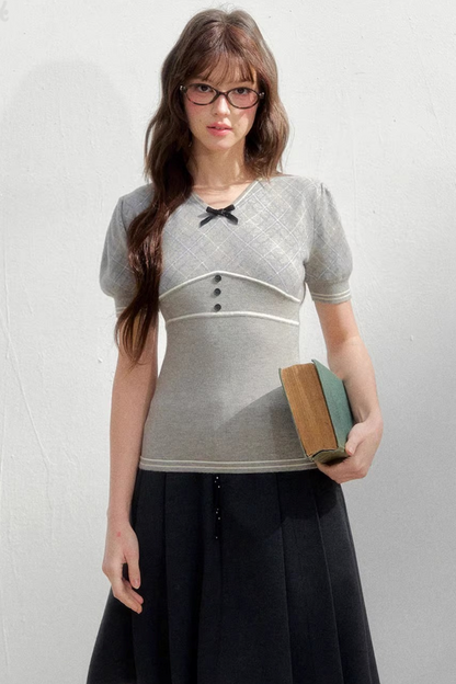 Retro Patterned Knit Top