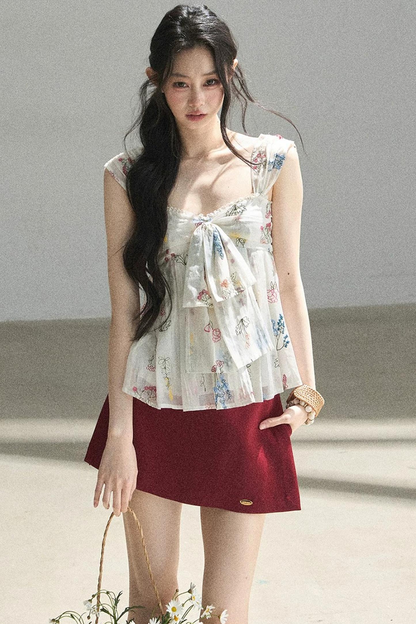 Embroidered Chiffon Summer Top