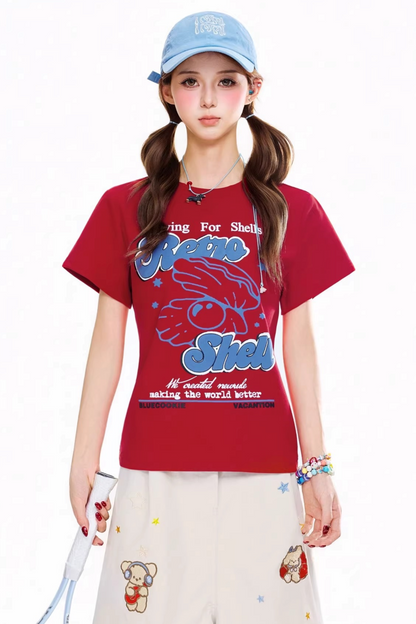 Shell Letter Print Top