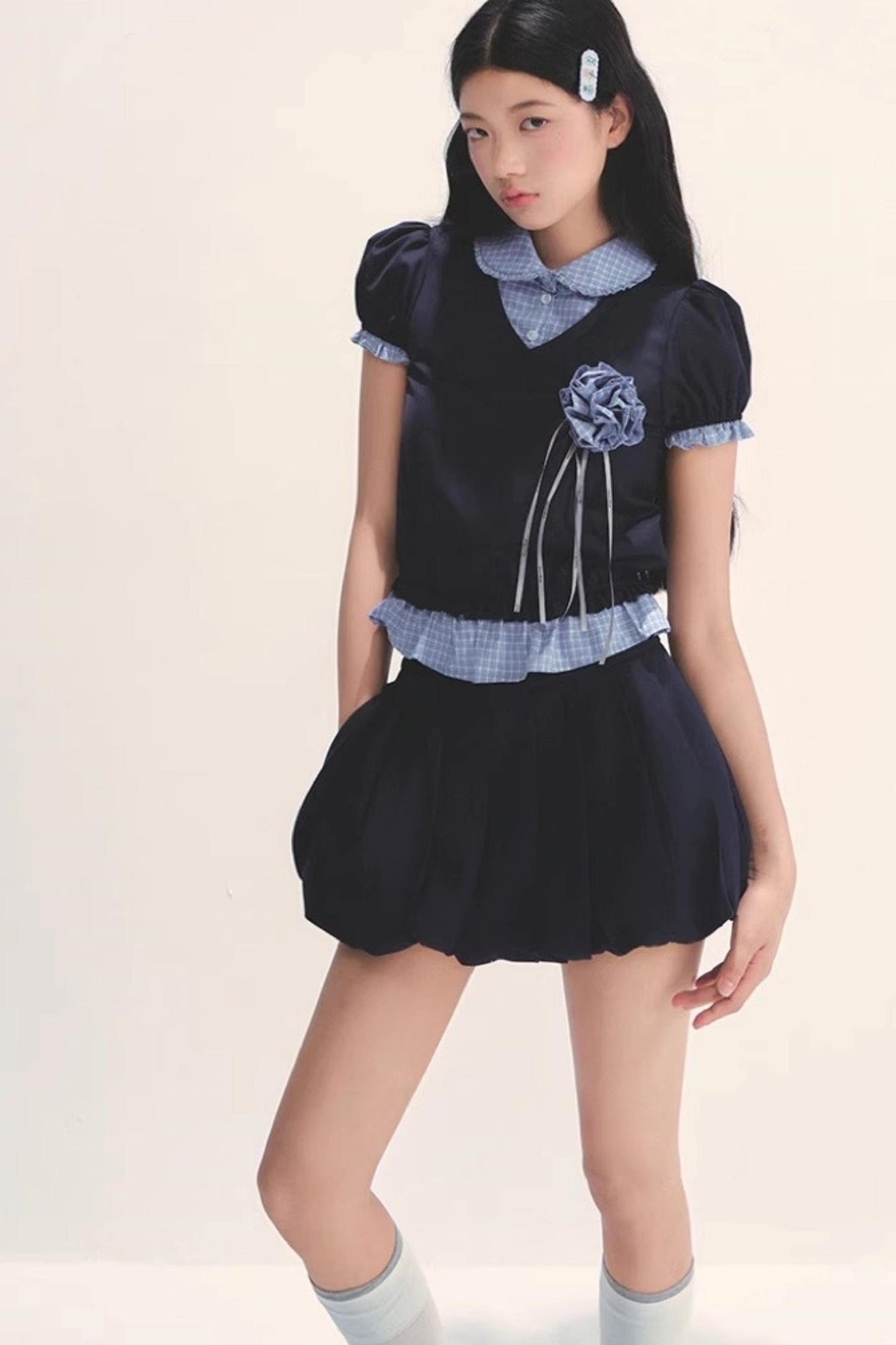Pleated Navy Skirt