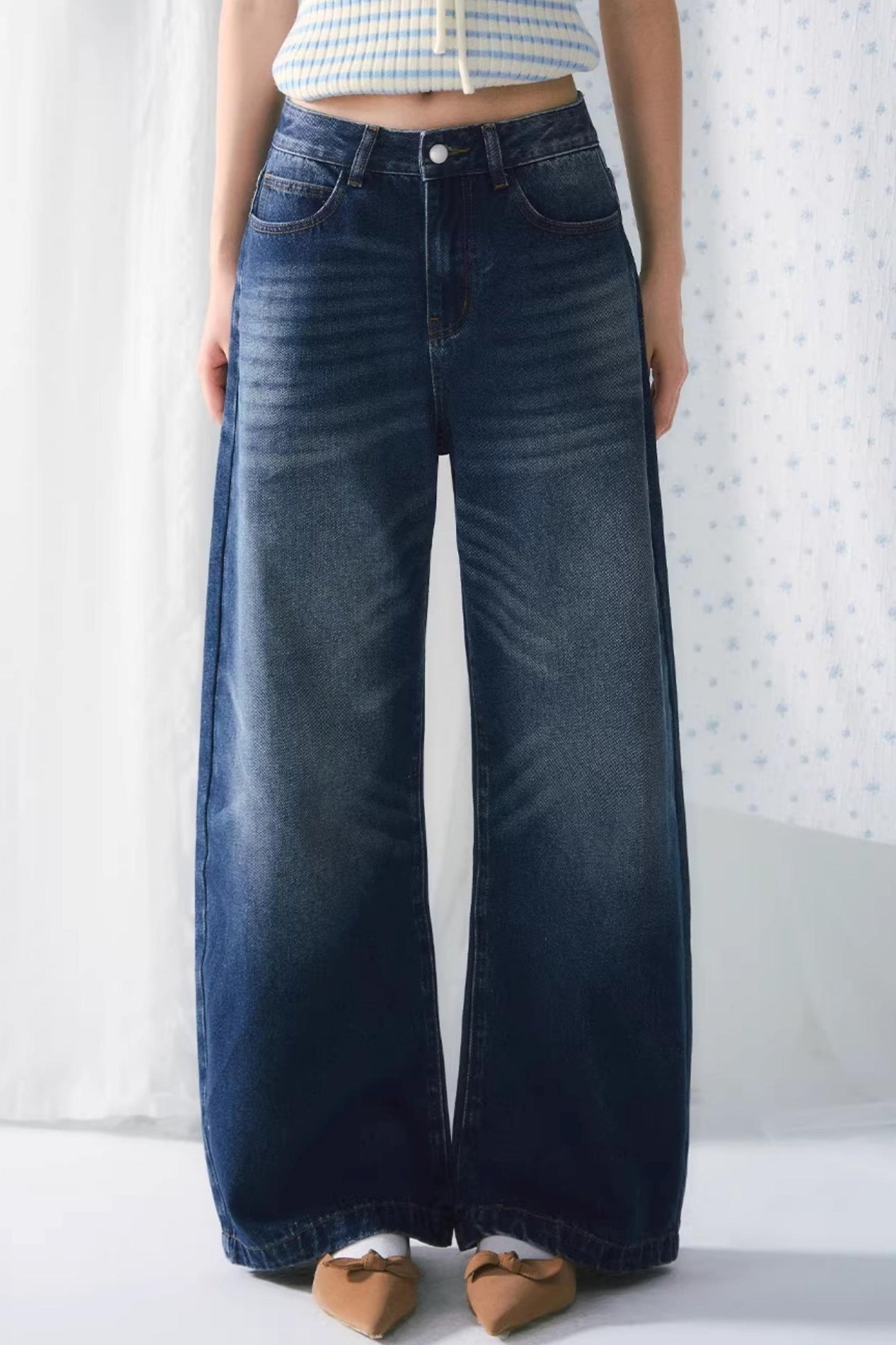 Retro Whiskered Denim Pants