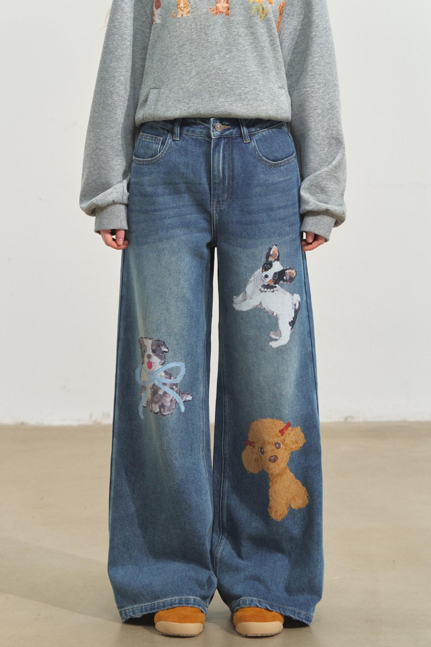 Cute Wide-Leg Jeans Pants