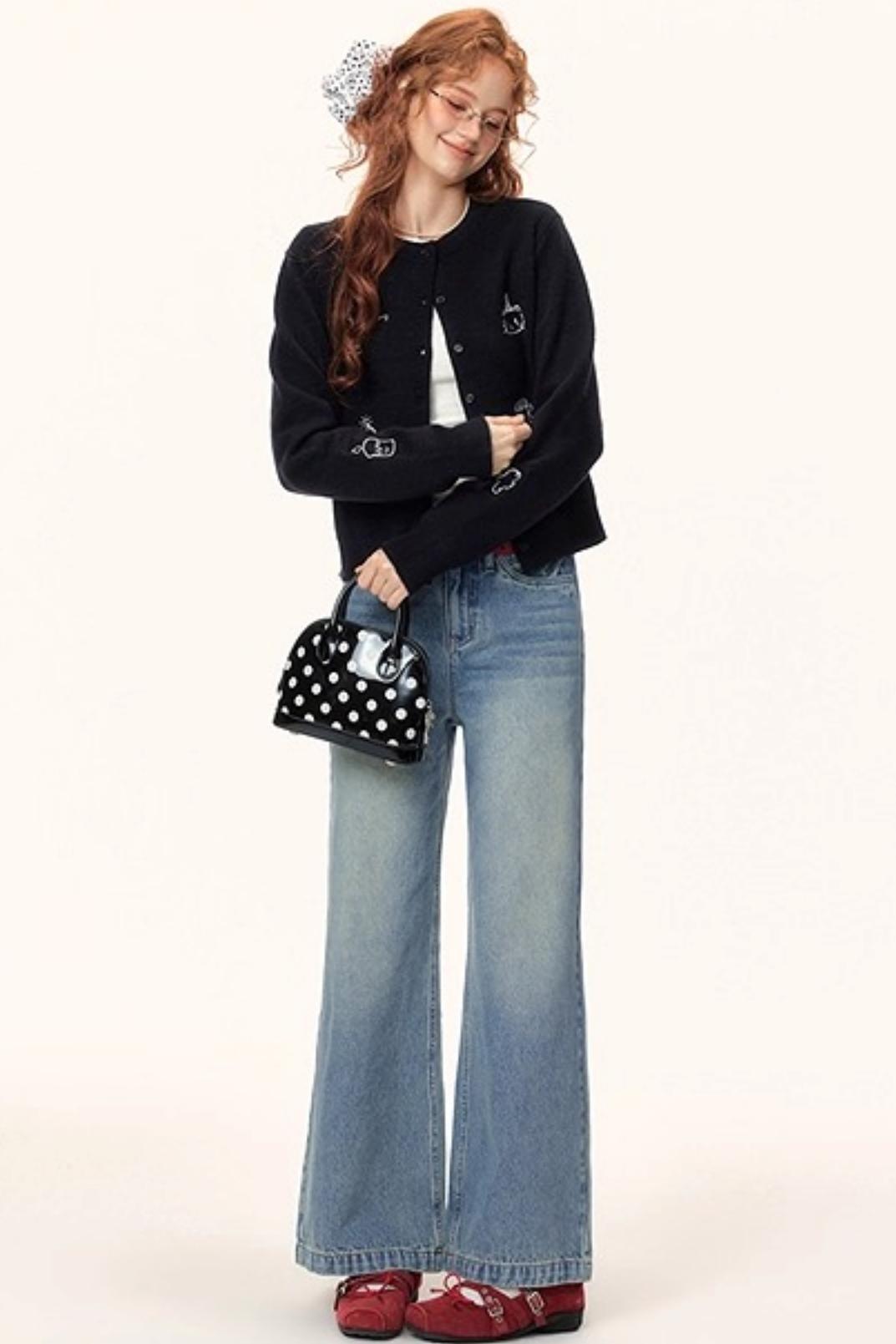 Washed Wide-Leg Winter Pants