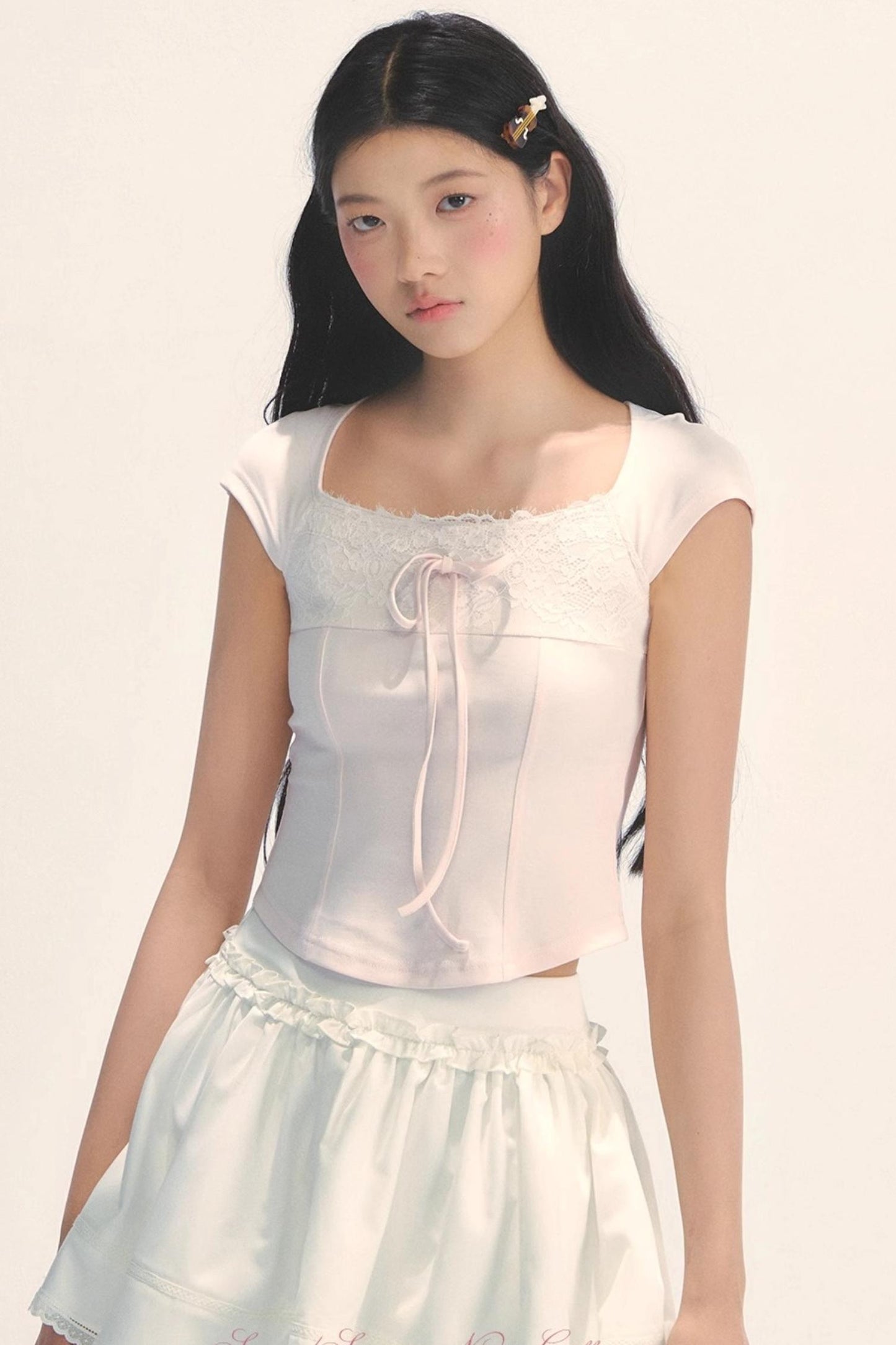 Cotton Lace Peplum Top