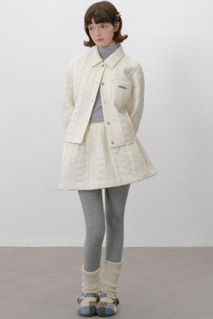 Lapel Dropped Shoulder Quilted Jacket