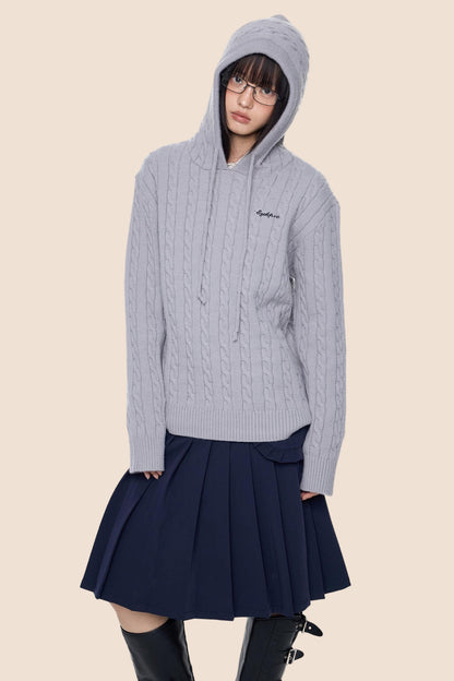 Twisted Embroidery Hooded Sweater