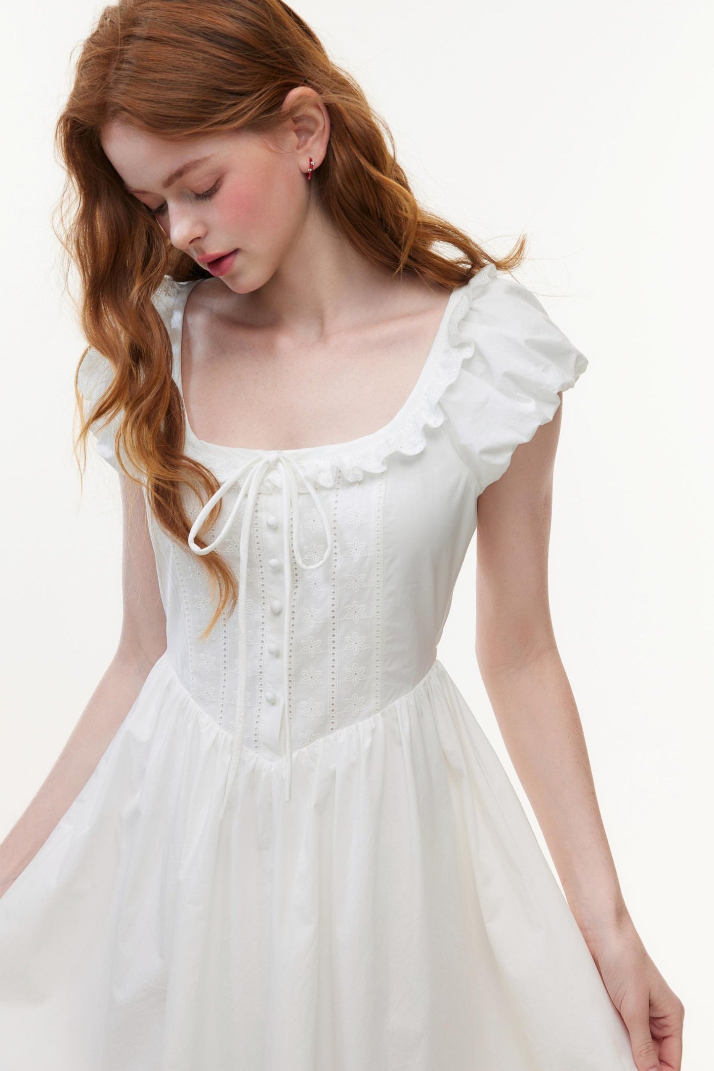 U-Neck White A-Line Dress