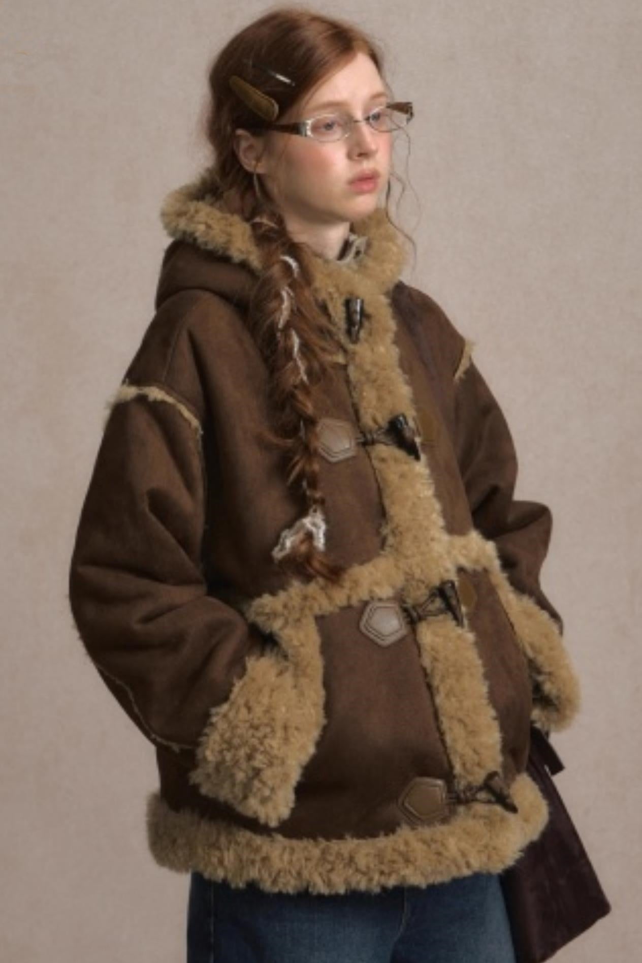 Vintage Horn Suede Hooded Jacket