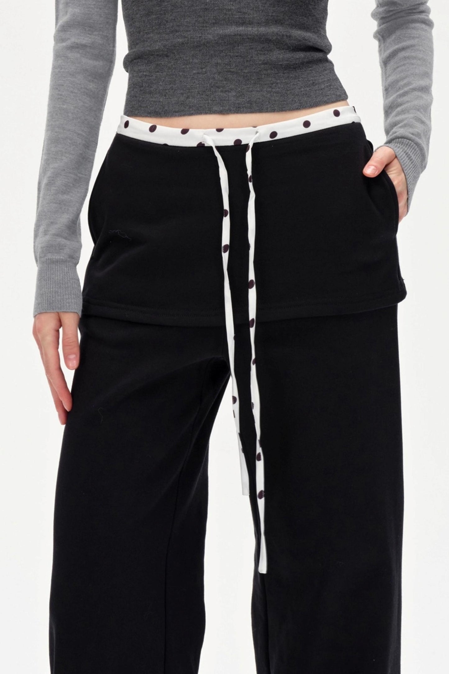 Wide-Legged Polka Dot Sweatpants